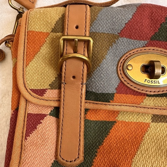 Fossil Multicolor Messenger Crossbody Bag Issue 54 With‎ Key Fob Vintage EUC - Picture 10 of 16